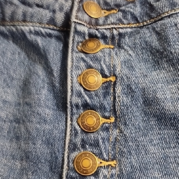 Button Front 100% Cotton Denim Jean Shorts Distressed Cut-Off Style - Picture 8 of 13